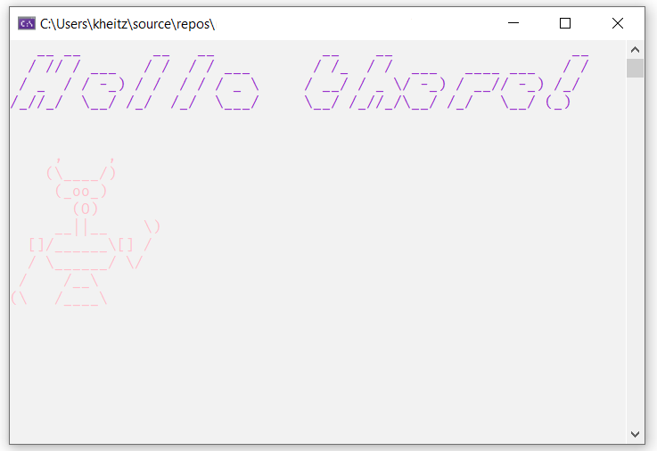 Pink robot ascii art command line