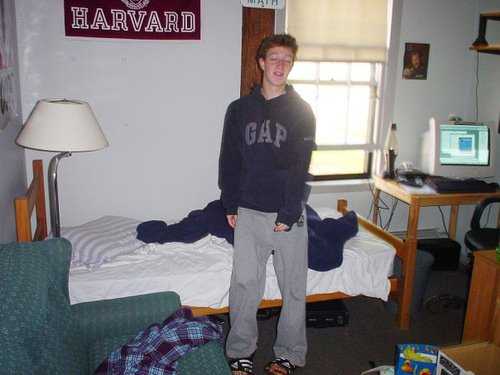 Zuck in his messy dorm in pajamas: clearly meant to seduce the ladies